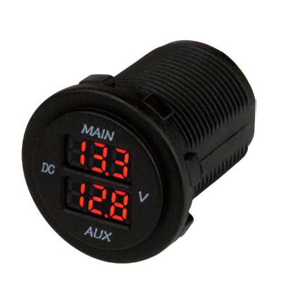 Digitale dubbele voltmeter 10-60 V= voor twee accu's, voor inbouw